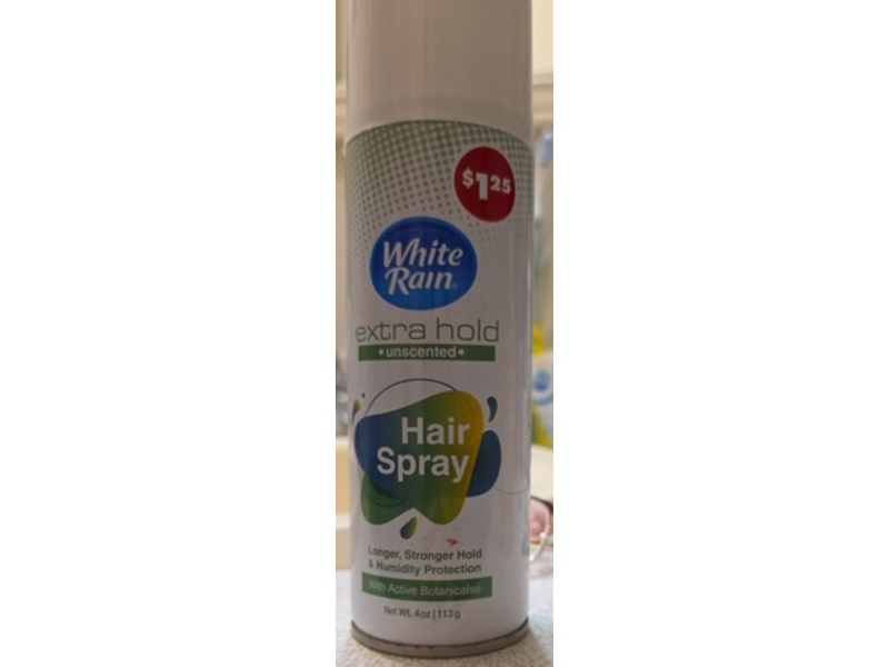 White Rain Extra Hold Hair Spray, Unscented, 4 oz/113 g