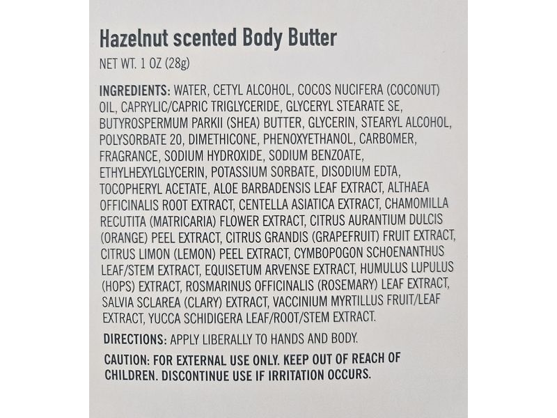 Trader Joe's Hazelnut Scented Body Butter, 1 oz/28 g