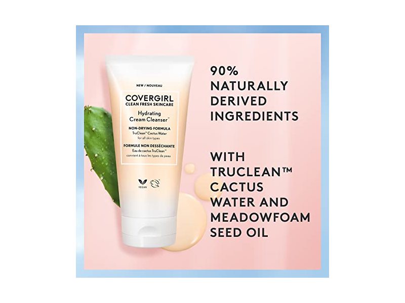 COVERGIRL Clean Fresh Skincare Hydrating Cream Cleanser, 5 fl oz/150 mL