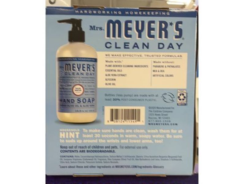 Mrs. Meyer's Clean Day Hand Soap, Rain Water, 12.5 fl oz/370 mL, 3 Pack