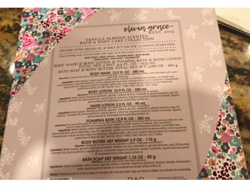 Olivia Grace Bath & Body Care Collection Set, Vanilla Almond Scented