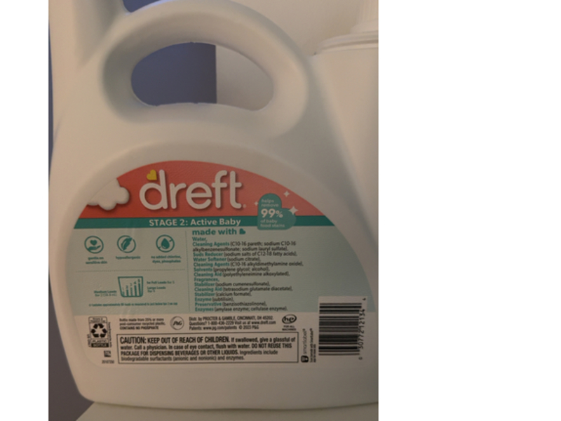 Dreft Stage 2: Active Baby Liquid Detergent , 80 Loads, 105 fl oz/3.1 L