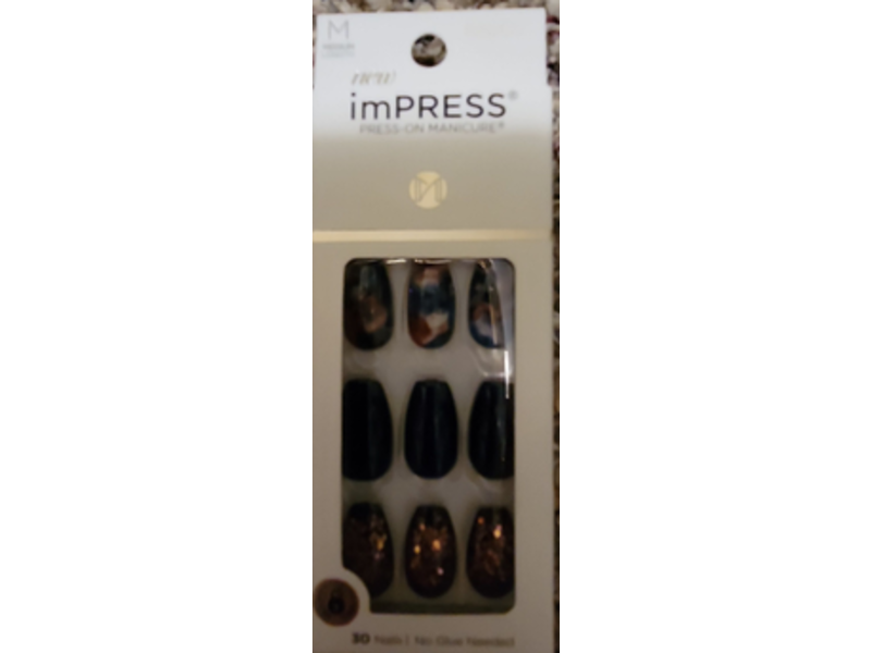 Kiss imPRESS Press-On Nails, Indigo Autumn, 30 Count