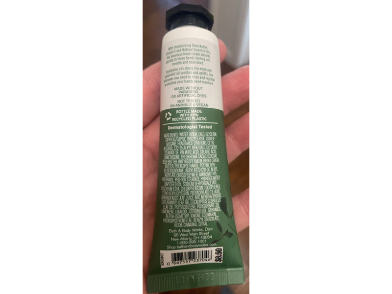 Bath & Body Works Hand Cream, Eucalyptus + Spearmint, 1 fl oz/29 mL
