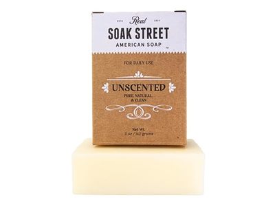 Soak Street Real American Soap, Unscented, 5 fl oz/42 g