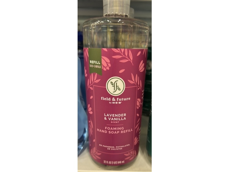 Heb Field & Future Foaming Hand Soap Refill, Lavender & Vanilla Scent, 32 fl oz/946 mL