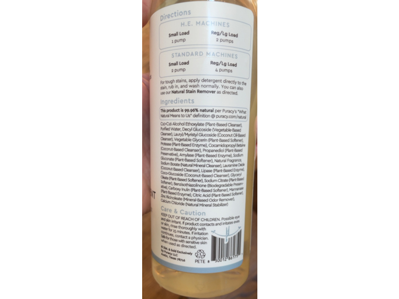 Puracy Natural 10 X Laundry Detergent, Fresh Linen, 64 Loads, 16 fl oz/473mL