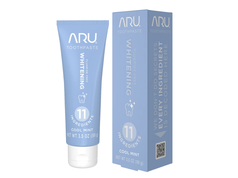Aru Fluoride Free Whitening Toothpaste, Cool Mint, 3.5 oz/99 g