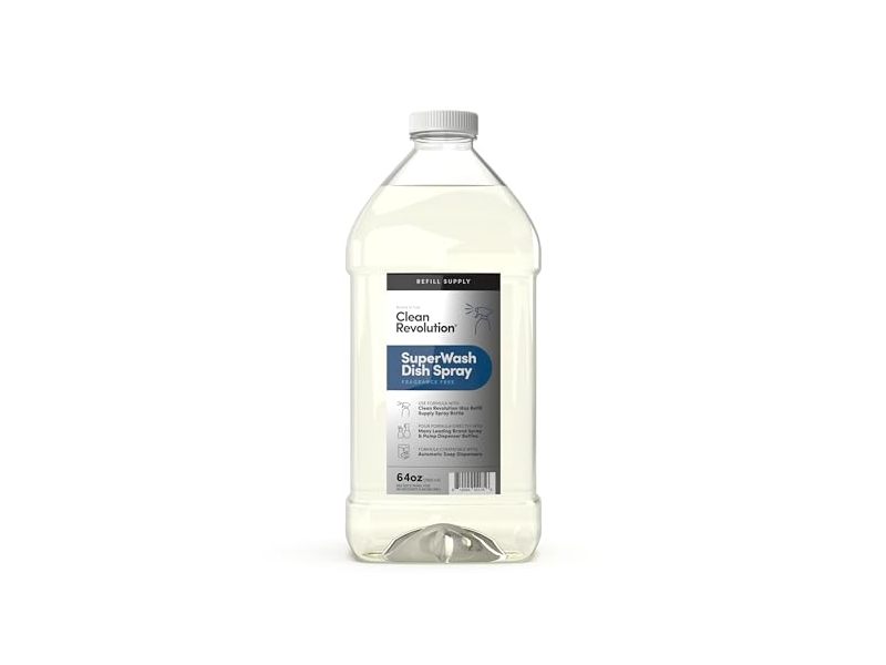 Clean Revolution SuperWash Dish Spray, Fragrance Free, 64 oz/1892 mL