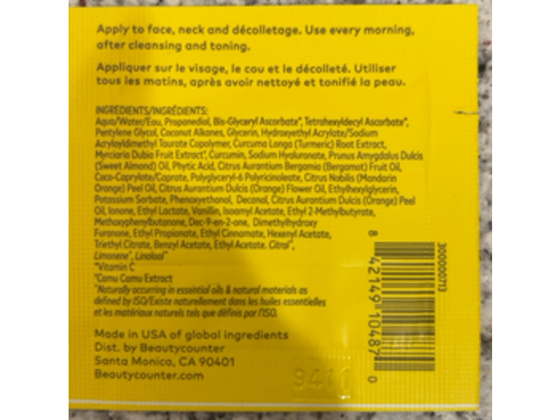 Beautycounter All Bright C Serum, 0.067 fl oz/2 mL