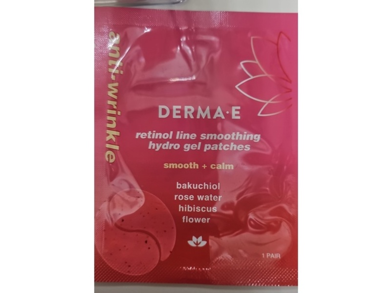 Derma E Retinol Line Smoothing Hydro Gel Patches, Bakuchiol + Rose Water + Hibiscus Flower, 1 Pair
