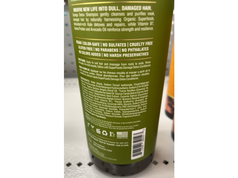 Be Care Love Superfoods Kale Damage Detox Shampoo, 33 fl oz/976 mL