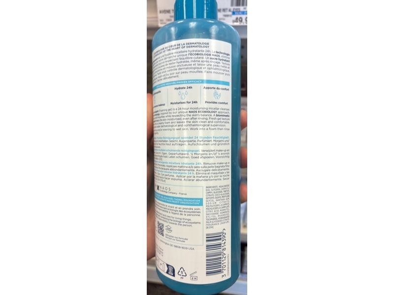 Bioderma 24H Moisturizing Micellar Cleansing Foaming Gel, 13.5 fl oz/400 mL