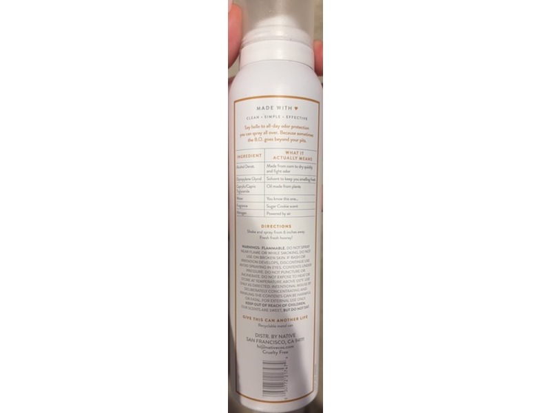 Native Deodorant Spray, Sugar Cookie, 3.5 fl oz/99 g
