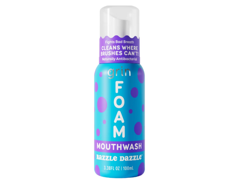 Grin Foam Mouthwash, Razzle Dazzle, 3.38 fl oz/100 mL