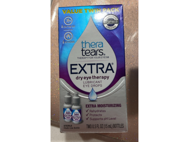 Thera Tears Extra Dry Eye Therapy Lubricating Eye Drops, 0.5 fl oz/15 mL, Pack Of 2