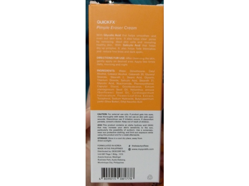 Quickfx Pimple Eraser Cream, 1.05 fl oz/30 g