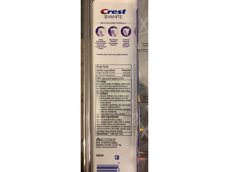 Crest 3D White Brilliance Extra Toothpaste, Vibrant Peppermint, 5.2 Oz, 4 Ct