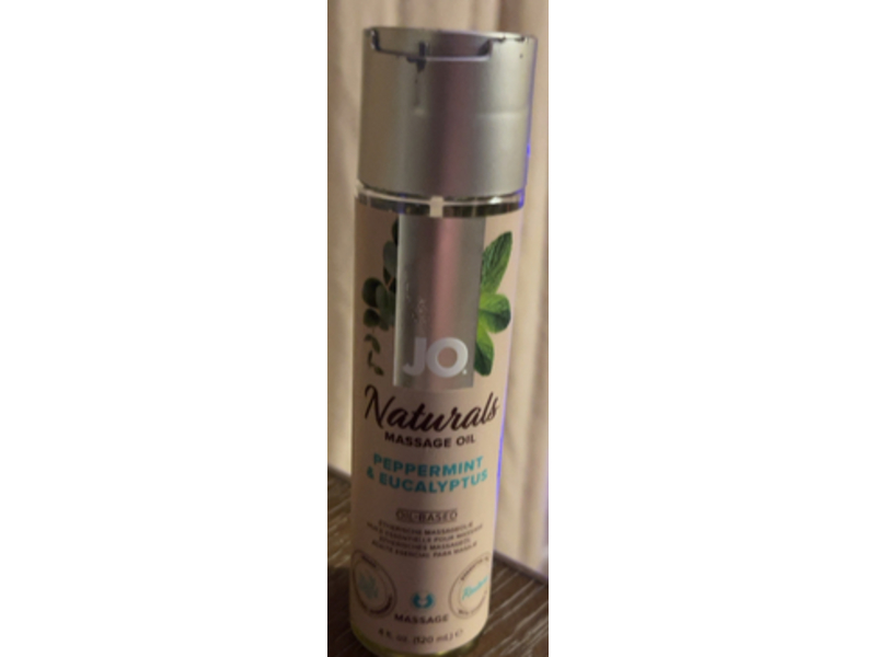 JO Naturals Massage Oil, Peppermint & Eucalyptus, 4 fl oz/120 mL