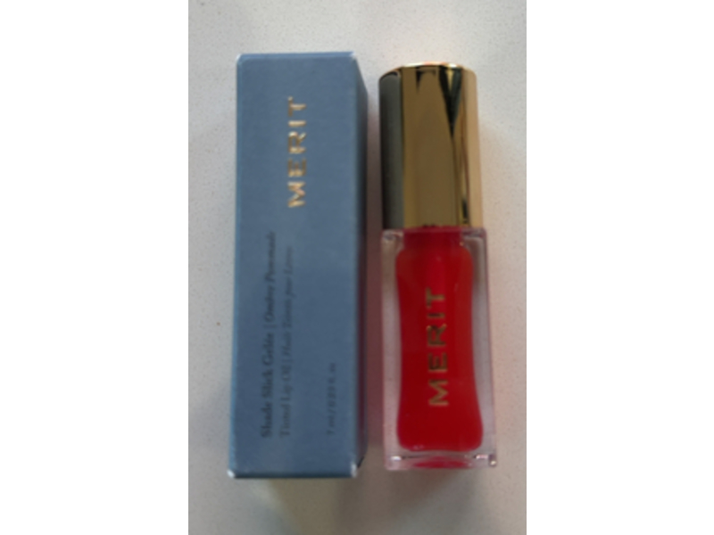 Merit Shade Slick Gelee Sheer Tinted Lip Oil, Maraschino, 0.23 fl oz/7 mL
