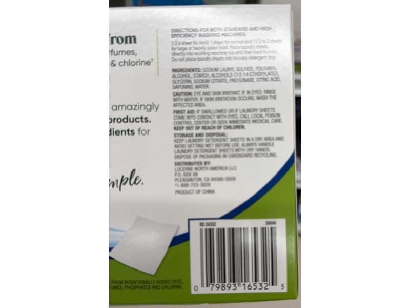 Open Nature Laundry Detergent Sheets, Free & Clear, 64 Loads, 32 Count