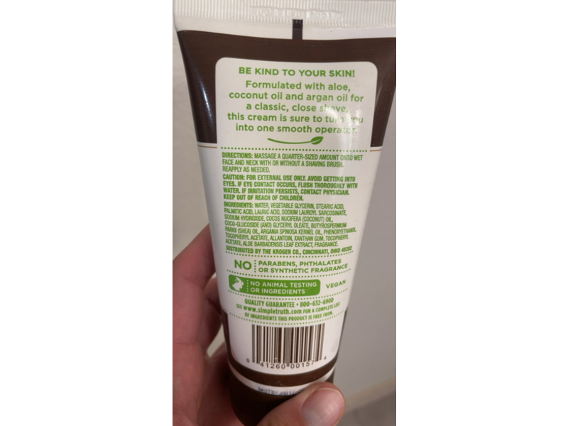 Simple Truth Men's Shave Cream, Red Sandalwood, Vanilla, 6 fl oz/177 mL