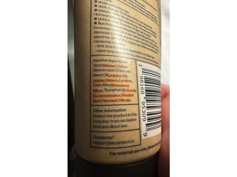 Sky & Sol Face & Body Sunscreen, SPF 50, 3 oz/85 g