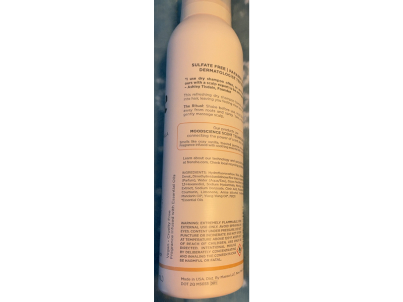 Being Frenshe Ritual Refresh Dry Shampoo, Hyaluronic Acid + Rice Starch, 5 oz/144 g