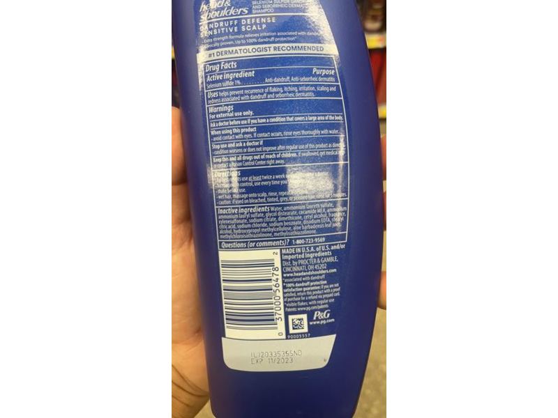 Head & Shoulders Clinical Strength Shampoo, Dandruff Defense, Sensitive Scalp, 13.5 fl oz/400 mL