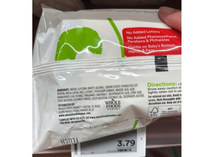 365 by Whole Foods Market Soft & Strong Disposable Baby Wipes, Coconut Oil, 64 Count
