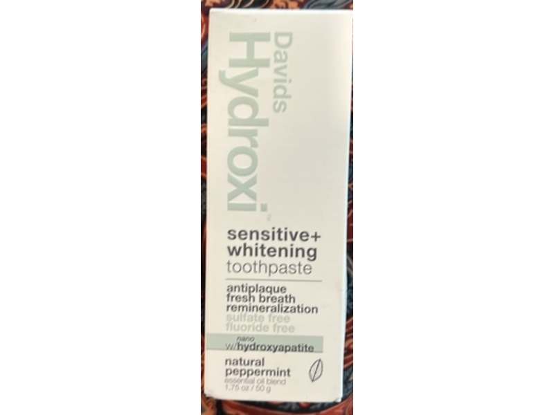 Davids Hydroxi Sensitive + Whitening Toothpaste, Natural Peppermint, 1.75 oz/50 g