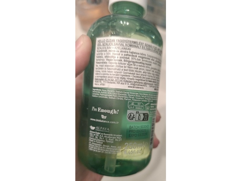 Biobalance Back To Nature Hello Clean Acid Clarity Oil Control Face Wash, 8.45 fl oz/250 mL