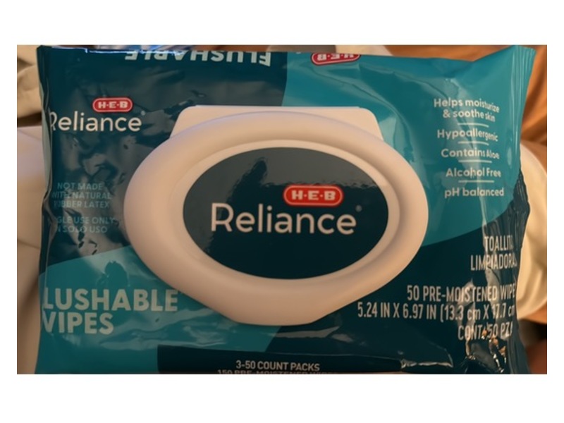 H-E-B Reliance Flushable Wipes, 50 Count, Pack Of 3