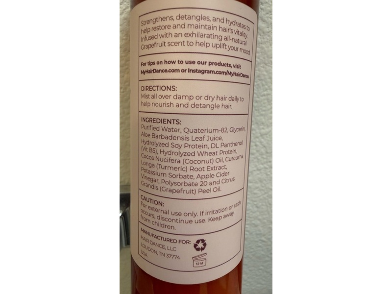 Hair Dance Ultra-light Conditioning Spray, Grapefruit, 8 fl oz/240 mL