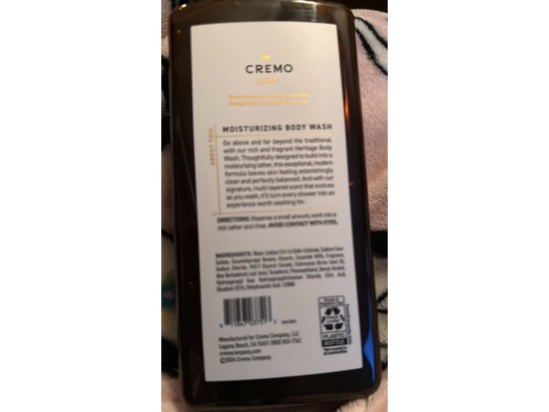 Cremo Body Wash, Bergamot Black, 16 fl oz/473 mL