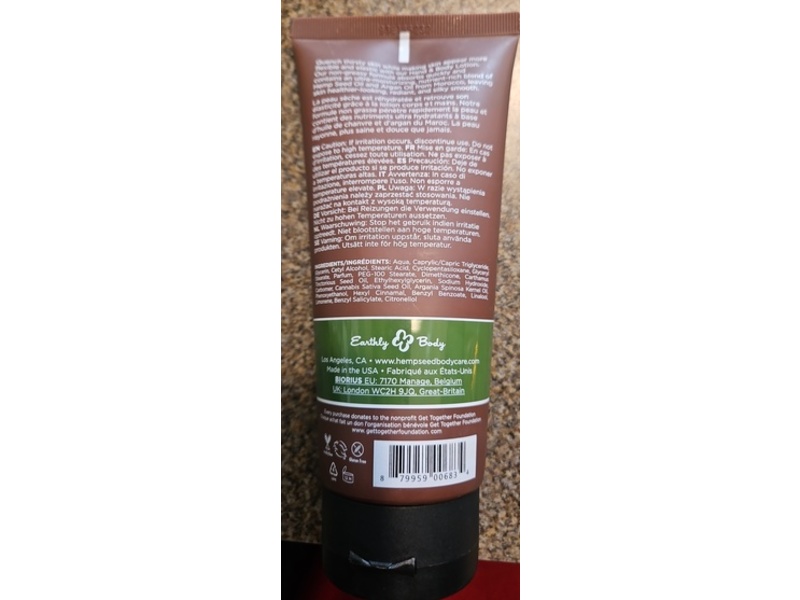 Earthly Body Hemp Seed Hand & Body Lotion, Guavalava, 7 fl oz/207 mL