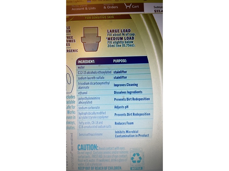 All Free Clear Liquid Laundry Detergent, The Original, 66 Loads, 50 fl oz/1.47 L