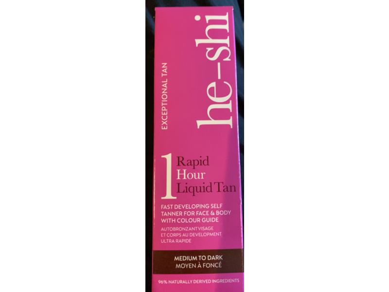 He-Shi Rapid 1 Hour Liquid Tan Lotion, Body & Face, Medium To Dark