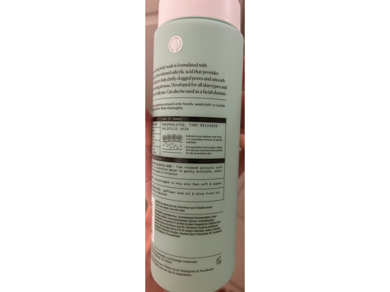 Naturium The Perfector Salicylic Acid Body Wash, Fragrance Free, 16.9 fl oz/500 mL
