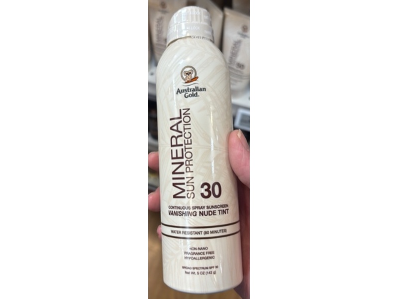 Australian Gold Mineral Protection Continous Spray Sunscreen, SPF 30, Vanishing Nude Tint, 5 oz/142 g