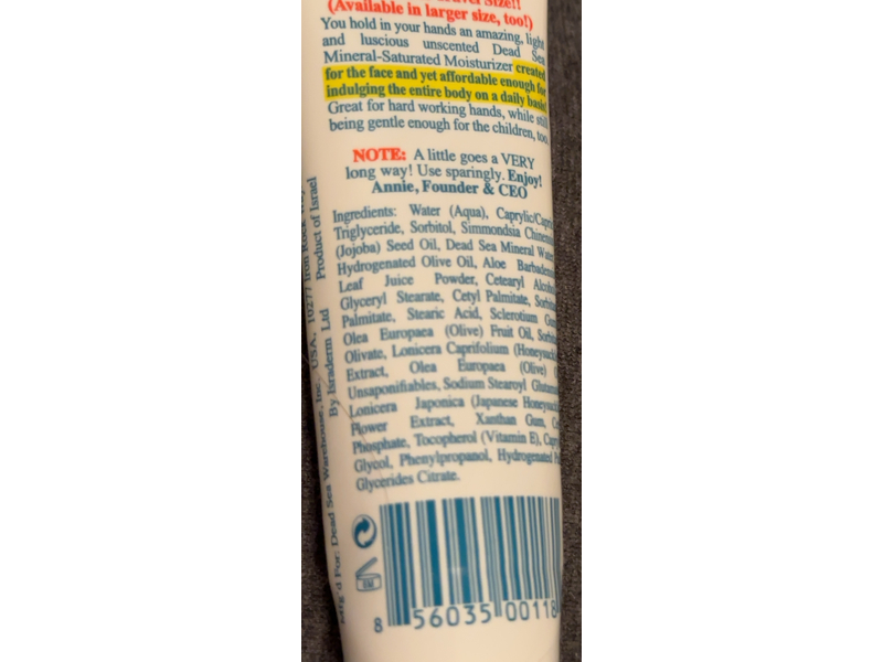 Dead Sea Warehouse Amazing Minerals Moisturizer, 1 oz/30 g