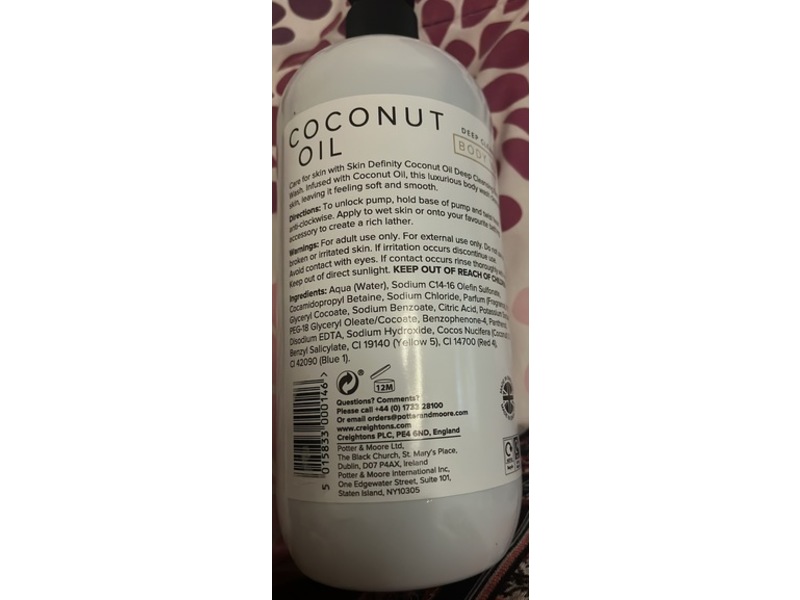 Creightons Deep Cleansing Body Wash, Coconut Oil, 33.8 fl oz/1 L