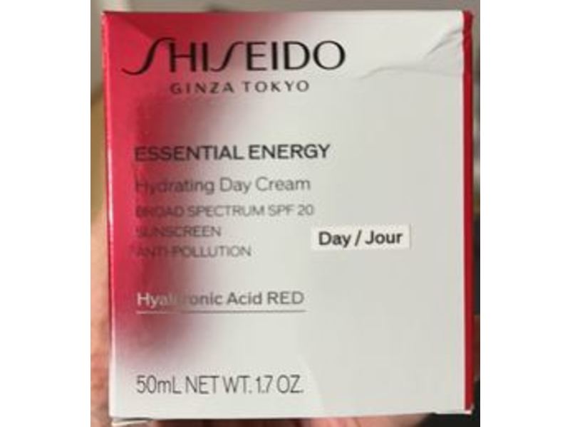 Shiseido Essential Energy Hydrating Day Cream, SPF 20, Hyaluronic Acid Red,1.7 oz/50 mL