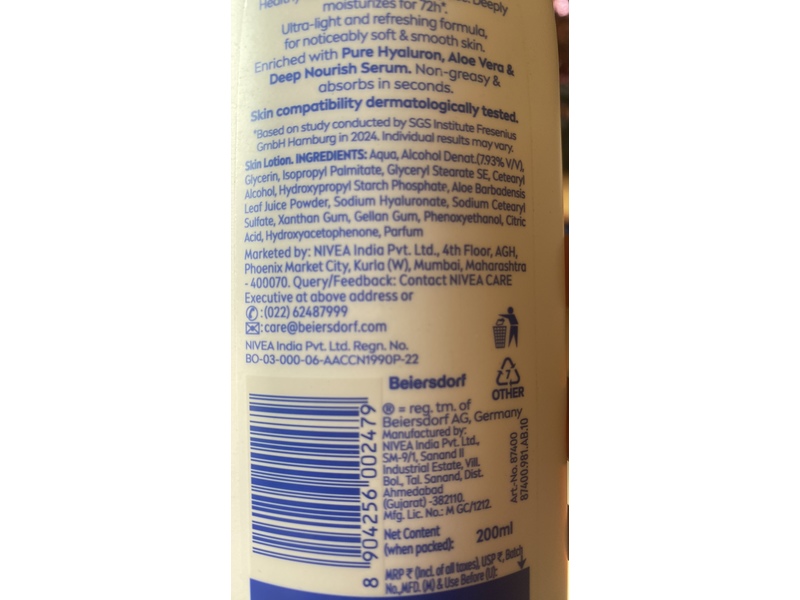 Nivea Aloe Hydration Body Lotion, 200ml