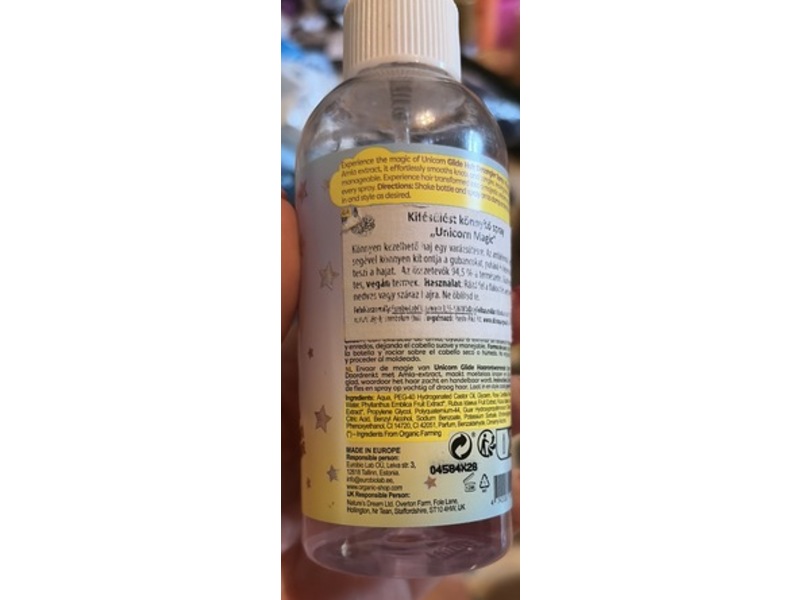 Organic Shop Unicorn Magic Unicorn Glide Hair Detangler Spray, Rose & Raspberry, 5.7 fl oz/170 mL