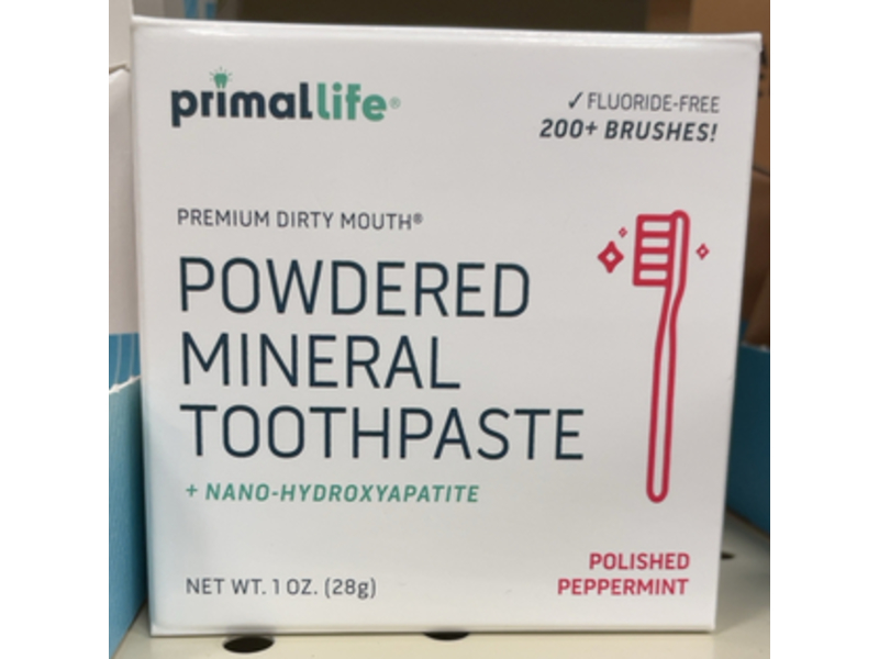 Primal Life Organics Premium Dirty Mouth Powdered Mineral Toothpaste, Polished Peppermint, 1 oz/28 g