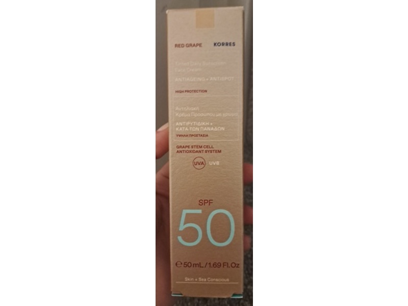 Korres Tinted Daily Sunscreen Face Cream, Red Grape, SPF 50, 1.69 fl oz/50 mL