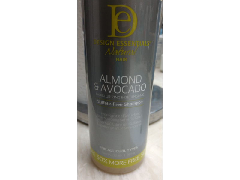 Design Essentials Natural Hair Sulfate-Free Shampoo, Almond & Avocado, 12 oz/365 g