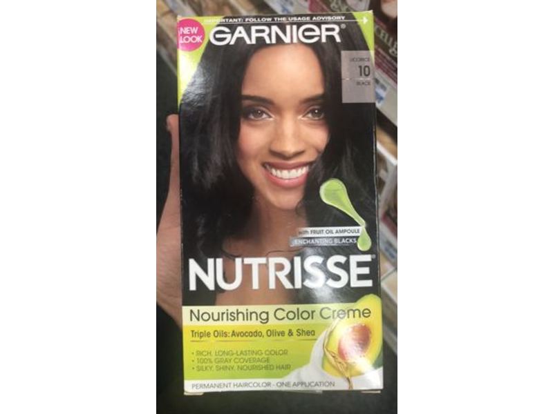 Garnier Nutrisse Nourishing Color Creme, Licorice Black 10, 1 Application