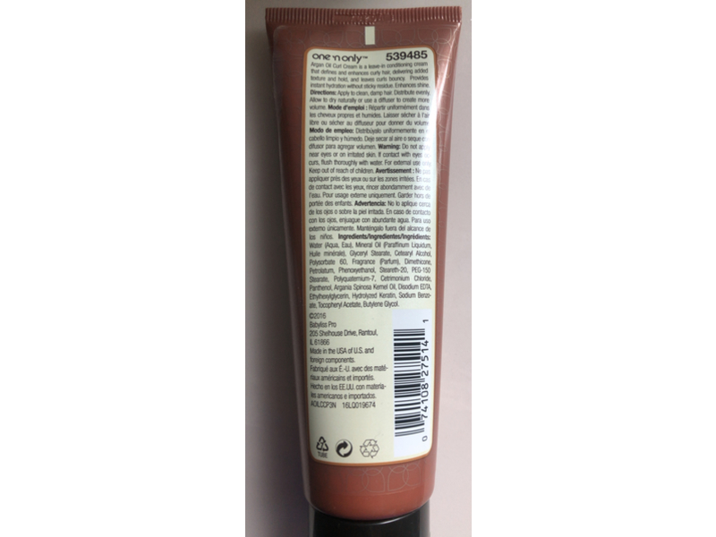 One 'N Only Curl Cream, Argan Oil, 3 oz/85 g
